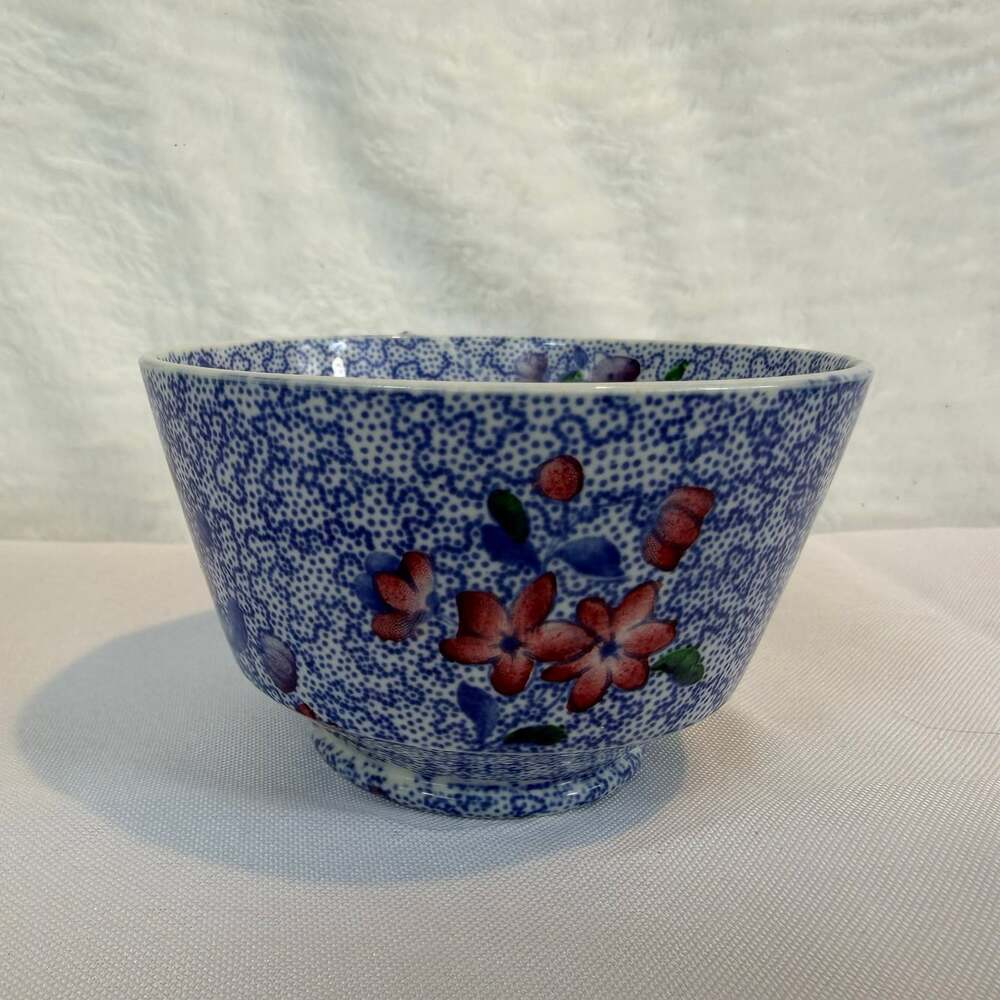COPELAND SPODE WILD FLOWER FOOTED TEA CUP MULTICOLOR FLORAL ON BLUE *no Saucer - Picture 8 of 10